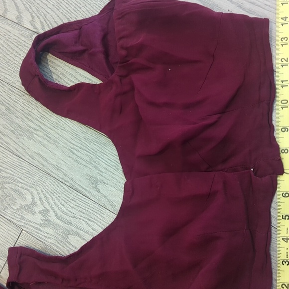 Burgundy Sari With Beaded Border Embellished Fabric With Blouse - M - Picture 5 of 5